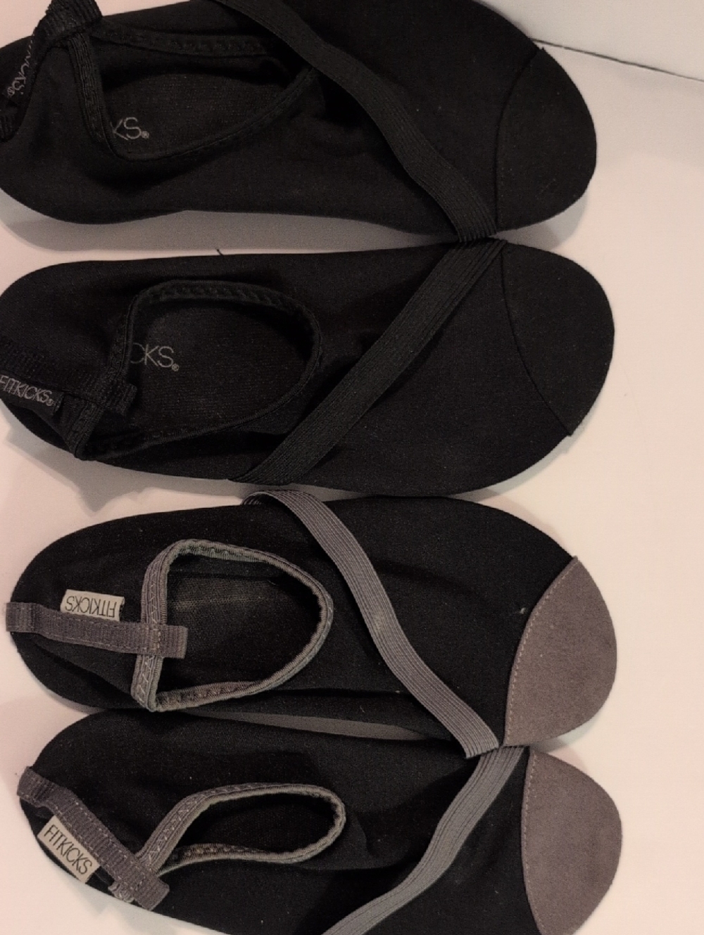FitKicks Black and Gray Flats - Set of 2 Size 6